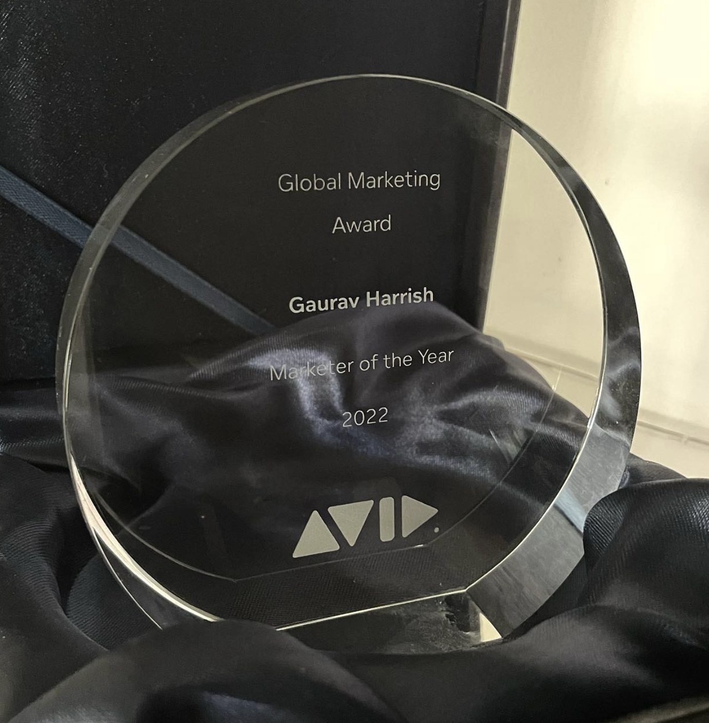 The Avid Global Marketing Award trophy